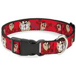Buckle-Down Tasmanian Devil Expressions Red Swirl Plastic Clip Collar, Large/15-26
