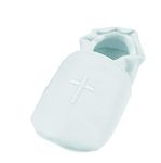 Glamour Girlz Baby Girls Boys Leather Look Cross Embroidered Baptism Christening Slip On Shoes Booties (Pale Blue, 12 3-6 Months)