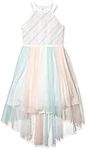 Speechless Girls' High Neck Party Dress with Mesh Skirt, Multi Pastel, 7