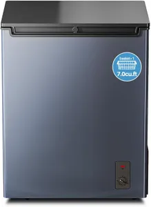 Cosanta 4.5Cu. Ft. Chest Freezer, Top Door, Metal, Freestanding with Removable Basket, for Home Kitchen Office (BLACK, 4.5Cu.ft)