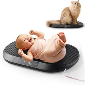 YAUYIK Digital Baby Scale with Smart Hold Function, Multifunctional Pet Scale for Newborn Puppy, Cat and Small Animals - Up to 88lbs, Nest-Shaped Design, 150cm Soft Tape, 5g Precision