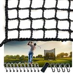 Heavy Duty Golf Netting with Rope Rings - Black High Impact Containment Net for Backyard Driving and Practice, Adjustable Golf Net and Hitting Net for Indoor & Outdoor Use. 10X10ft