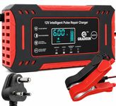 GRADEON Car Battery Charger, Battery Charger 12V, 6A Smart Automatic Trickle Maintainer Charger for Car Truck bike with Pulse Repair,Temperature Control,LED Display, for AGM, Gel & Lead Acid Batteries