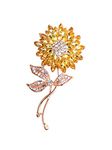 Yellow Chimes Floral Brooch for Women Elegant Gold Plated Beautiful Flower Crystal Studded Brooch for Women and Girls Valentine Gift for Girls