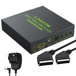 LiNKFOR SCART to HDMI Converter SCART and HDMI to HDMI Converter Support RGB CVBS Video Signals to HDMI 720P/1080P with 3.5mm Headphone Stereo Audio Compatible with HDTV STB PS3 Blu-ray DVD