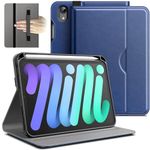 JETech Case for iPad mini (A17 Pro, 2024 Model, 7th Generation) / mini 6 (2021 Model, 6th Generation), PU Leather Business Folio Protective Tablet Cover with Pencil Holder & Pocket (Navy)