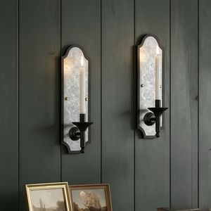 Woparty Vintage Wall Sconce Candle Holder, Black Bronze with Galvanized Metal Backplate, 16.14x4.92 Inch, Decorative Wall Mount, 2-Pack