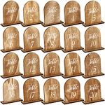 20 Pcs Wedding Wooden Table Wedding Table Numbers with Wooden Base Rustic Wedding Centerpieces for Tables Number Wooden Sign for Banquet Restaurant Party Decor (Fresh Style)