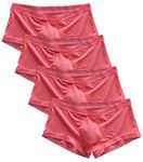 WINDAY Men's Briefs Ice Silk Breathable Underwear Lace Boxer Briefs, 4-pack Pink, X-Large