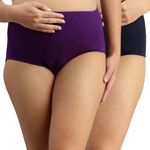 Morph Maternity Panties for Pregnancy | with High Waist | Over The Belly Fit | Full Back Coverage | Pregnancy & Post Delivery | Pack of 2 | Magenta & Navy Blue | S