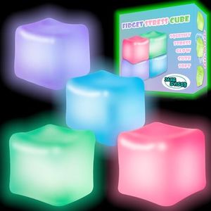 4Pcs Glow in The Dark Stress Cube Toys,Nice Slow Rise Stress Balls,Fidget Squishy Toys for Kids and Adults,Ice Cube Toys,Sensory Autism& ADHD Toys,Cute Stuff,Stocking Stuffers,Easter Basket Stuffers