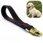 JYHY Genuine Leather Short Dog Leash - Braided Leather Dog Leash for Large Dogs Training & Walking,Black