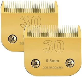 2 Packs #30 Clipper Blade Dog Grooming Compatible with Andis Clippers Carbon Infused Steel Detachable Ceramic Sharp Edge Also Compatible with Wahl/Oster Dog Clippers 1/50" 0.5mm Cut Length(Gold)