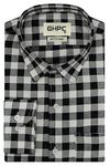 GHPC Cottswool Winter Wear Woolen Gingham Checks Full Sleeves Regular Fit Formal Shirt for Men (Black, CW230202_38)