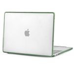 BlueSwan Case compatible for Macbook Pro 13 inch M2 M1 A2338 A2251 A2289 A2159 A1989 A1706 A1708, Released in 2022-2017, Anti-rupture TPU Green Frame + PC Matte Anti-fingerprint Cover - Frosted Clear