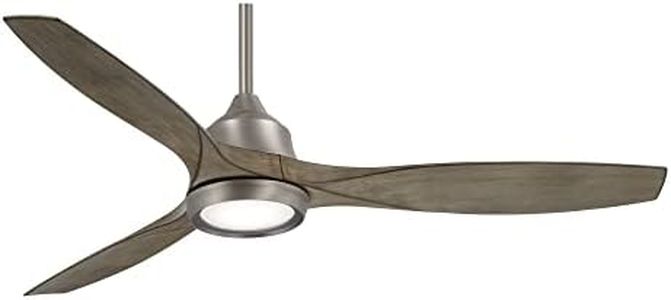 MINKA-AIRE F749L-BNK Skyhawk 60 Inch LED Ceiling Fan with Carved Wood Blades, Integrated LED Light and DC Motor in Burnished Nickel Finish