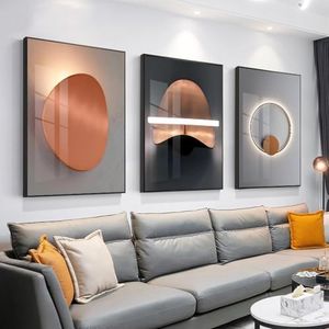 ARTFEB Framed Modern Wall Art, Bright Style Wall Art 3 Piece Set, Warm Style Art Prints, Living Room Bedroom Abstract Wall Art, Office Wall Art, Home Decor, Ready to Hang(Grey, 20" X 28" X 3 pieces)