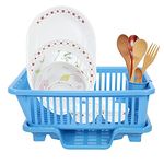 Cutting EDGE Polypropylene Durable Sink Dish Rack Drainer, Drying Design 1 Washing Basket With Tray For Kitchen, Organizers, Utensils Tools (Blue, Small)