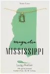 Lucky Feather Mississippi Shaped State Necklace, 14K Gold-Dipped Pendant on Adjustable 16”-18” Chain