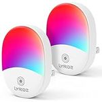 Color Changing Night Light-LYRIDZ RGB Night Light for Kids LED Night Light Plug in with Dusk-to-Dawn Light Sensor, Foldable Plug, Ideal for Bedroom, Bathroom, Basement, Home Décor, Compact, 2 Pack