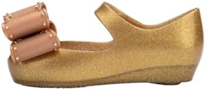 mini melissa Ultragirl Classic Bow Mary Jane Flats for Babies, Pearly Beige, 6