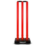 Boldfit Cricket Stumps with Stand Cricket Kit Plastic Wickets for Cricket Standard Wickets for Cricket Ground, Match, Tournament Stump with Stand & Bails- Plastic Wickets Set Red