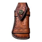 DONGKER 4.7'' Knife Sheath,Leather Knife Pouch w/Snap Closure Belt Loop for Folding Knife Pocket Knife(Without Knife)