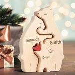 Personalized Wooden Bears Family Puzzle Gifts with 1-8 Name We are One,Jigsaw Oak Wooden Animal Sculpture Decorative for Home Decor Ideas for Birthday Christmas Anniversary Mother's Day Father's Day