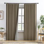 RAIN CITY 90 Inch Long Blackout Curtains 2 Panels Set,70 Inch Wide Back Tab Pleated Curtains with Hooks Track System,Energy Efficinet Linen Blend Drapes for Dining Room Hoom Office 70x90,Linen Brown