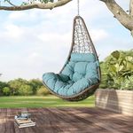Liddste Hanging Egg Swing Chair with Cushion Hammock Swing Chair Without Stand for Home, Hanging Swings for Indoor, Outdoor, Home, Patio, Yard, Balcony, Garden Rattan (Sky)