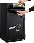 Fireproof Depository Safe with Drop Slot, Electronic Anti-Theft Drop Safe for Business with Programmable Numeric Keypad Lock and Spare Keys, Cash Drop Safe Box for Office Home Retail Store