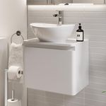 Affine Bathroom Cloakroom Vanity Unit Wall Mounted Countertop Basin White Gloss 500mm