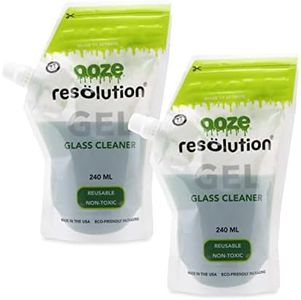 Ooze Resolution Gel Glass Cleaner (2 Pack 240ml Each) - Liquid Cleaning Solution Natural Clay-Based Non-Toxic Formula Glass and Metal Cleaner - Reusable - Non Abrasive Grunge Off