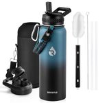 RAYMYLO Insulated Water Bottle 40 oz, Triple Wall Vacuum Stainless Steel (Cold for 36 Hrs), Leak Proof & Non-BPA, Modern Water Flask Jug with Paracord Handle & Straw Spout Lids, Indigo/Black