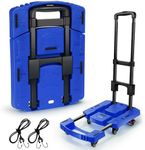 Voipvvii Folding Hand Truck 500lbs, Portable Heavy Duty Dolly Cart, 6 Wheels Collapsible Luggage Cart with 2 Elastic Ropes - Compact Trolley Cart for Easy Moving - Ideal Hand Cart for Travel and More