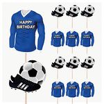 AK Giftshop Football Birthday Cupcakes Cake & Food Decorations Party Picks Toppers - Blue Team Colours (Pack of 14)