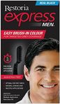 Restoria Express Brush-In Hair Colour, Grey Hair Coloring For Men, Restores You Natural Look - Real Black