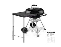 BBQMANN 18", 22" Weber Kettle Grill Work Table, Heavy Duty Portable Side Table for Weber Charcoal Grill, Outdoor Barbecue Worktop with Adjustable Leg