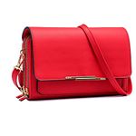 Small Crossbody Bag, PU Leather Cell Phone Purse with Credit Card Slots & Adjustable Strap, Wallet Purse for Women Ladies Girls - Red