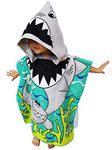 Hooded Poncho Towel for Kids Highly Absorbent Soft Microfibre Great White Shark Bathrobe with Hood for Baby Boys