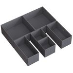 SONGMICS Drawer Organisers, Dresser Dividers, Set of 6, Foldable Fabric Storage Boxes for Socks, Underwear, Bras, Ties, Scarves, Slate Grey RDZ06G