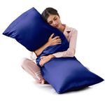 Love's cabin Body Pillow Cover, 20x54 inches Navy Blue Soft Satin Body Pillow case with Envelope Closure, Silky Slip Cooling Body Pillow Pillowcases for Hair and Skin