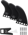 Ho Stevie! Thruster Surfboard Fins (3 Fins) - Twin Tab or Single Tab Sizes, with Fin Bag, Screws, Wax Comb and Fin Key (Black, Single Tab)