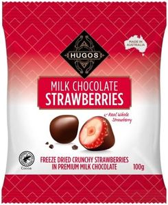 Hugos Milk Chocolate Strawberries 100 g