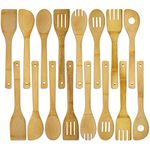 DEAYOU 16 PCS Bamboo Kitchen Utensils, Wood Spoons Spatula Set for Cooking, Nonstick Natural Cooking Utensils for Cookware, Wok, Everyday Use, Mothers Day Gifts, Housewarming Gifts