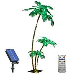 LIGHTSHARE Lighted 7FT Gorgeous Palm Tree 3Trunks Artificial Palm Tree 218LED Lights for Office Decoration Outdoor and Indoors Tiki Bar Christmas Patio Pool-Solar