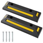 TANGZON 1/2 Pack Rubber Kerb, 54/182cm Parking Blocks with Yellow Refective Stripes, Heavy Duty Parking Target Wheel Stopper for Car Truck RV Trailer Garage (2 Pack, 54 x 16 x 9cm)