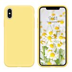 DUEDUE Silicone Case for iPhone X Case for iPhone XS, Ultra Slim Full Body Protection Liquid Silicone Gel Cover Anti-Scratch Shockproof Silicone Case for iPhone X/XS 5.8", Yellow