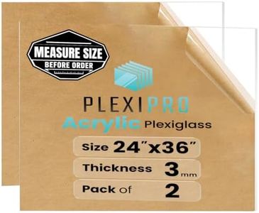 PlexiPro 24"x36" (2ft x 3ft), 1/8" (3mm), (Pack of 2) Plexiglass Sheets, Shatter-Resistant Clear Acrylic Sheets for Table Tops, Bank Counters, Protective Fences, Counter Shields, Display Boards