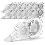 JEFURE 12 Pcs 39.4 Ft White Out Correction Tape, Whiteout Tape Roller, Tear-Resistant Tape, White Out Tape Bulk for School, Office, Note Taking, Journal (Tape Width 0.2 in, Clear)